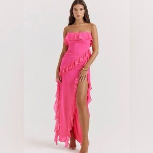 House of CB Strapless Pink Ruffle Dress